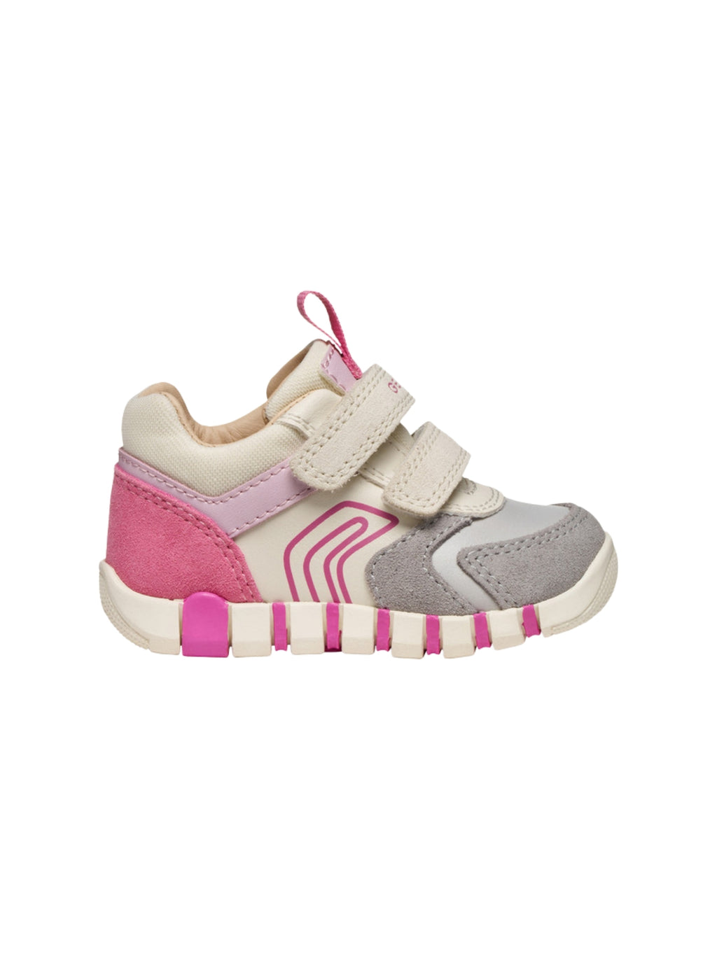 SNEAKERS GREY FUCSIA GEOX BAMBINA