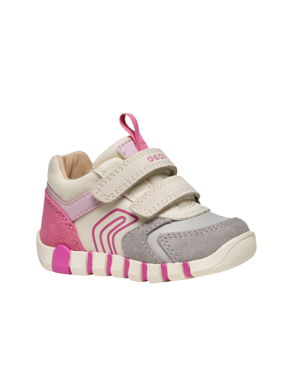 SNEAKERS GREY FUCSIA GEOX BAMBINA