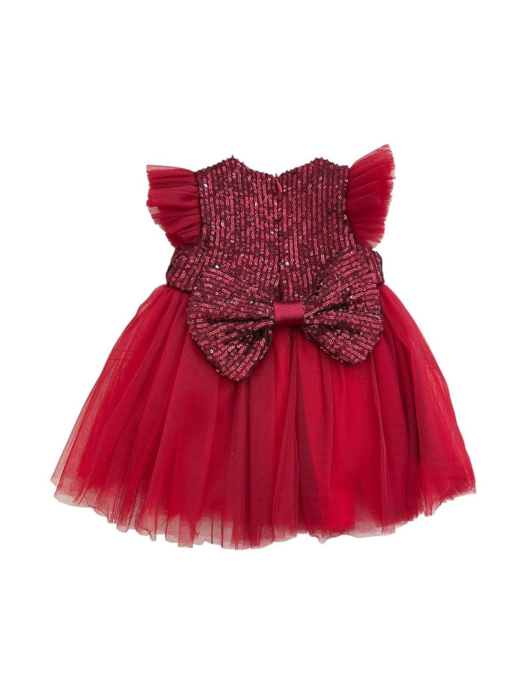 ABITO PAILLETTES CON FIOCCO ROSSO NEONATA